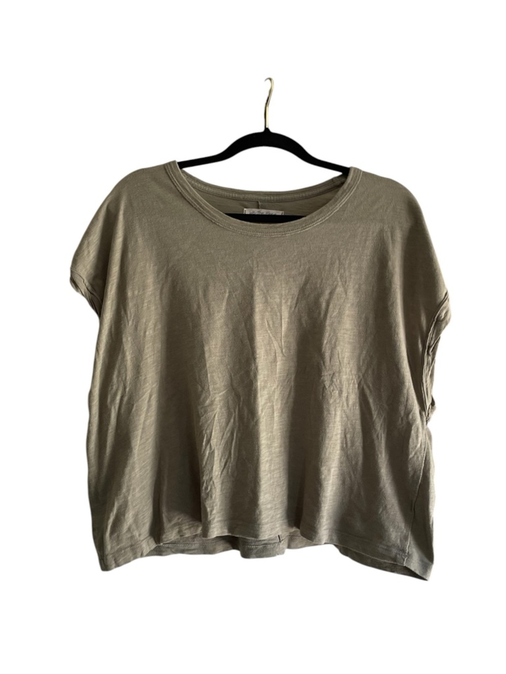 Free People We The Free Cropped Muscle Tee Boxy Fit Olive Green Size M